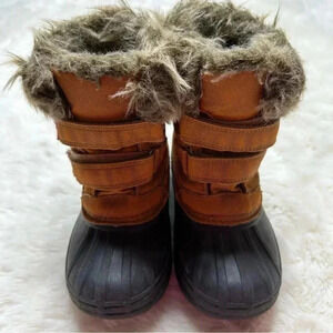 Joe Fresh Quick Close  Winter Boots Brown & Pink Size 10